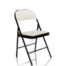 Chaise pliante TUDELA blanche avec revêtement en similicuir et structure en métal noir de hjh OFFICE