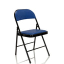 Chaise pliante TUDELA bleue avec revêtement en similicuir et structure noire de hjh OFFICE
