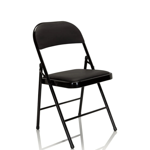 Chaise pliante TUDELA noire avec revêtement en similicuir et structure métallique de hjh OFFICE