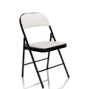 Chaise pliante TUDELA blanche avec revêtement en similicuir et structure en métal noir de hjh OFFICE