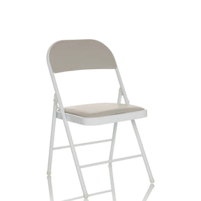 Chaise pliante TUDELA W grise avec revêtement en similicuir et structure en métal blanc de hjh OFFICE