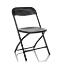 Chaise d'extérieur noire TUDELA XXL PRO avec assise et dossier perforés de hjh OFFICE