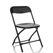 Chaise d'extérieur noire TUDELA XXL PRO avec assise et dossier perforés de hjh OFFICE