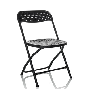 Chaise d'extérieur noire TUDELA XXL PRO avec assise et dossier perforés de hjh OFFICE