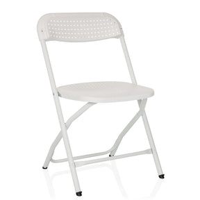 Chaise d'extérieur blanche TUDELA XXL PRO W avec assise et dossier perforés de hjh OFFICE