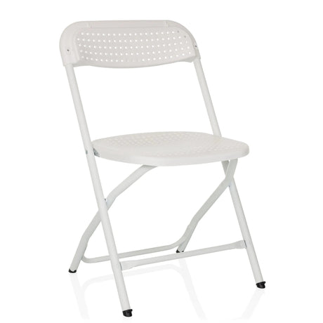 Chaise d'extérieur blanche TUDELA XXL PRO W avec assise et dossier perforés de hjh OFFICE