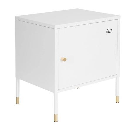 Armoire de bureau blanche UMEO avec bouton doré et embouts de pieds dorés de hjh OFFICE