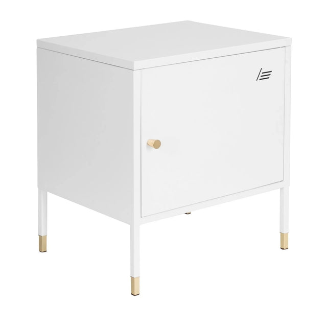 Armoire de bureau blanche UMEO avec bouton doré et embouts de pieds dorés de hjh OFFICE