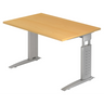 Bureau réglable en hauteur UNDA 12 S aspect hêtre avec piètement argenté de hjh OFFICE PRO