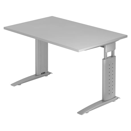 Bureau réglable en hauteur UNDA 12 S en gris et argent avec piètement en T de hjh OFFICE PRO