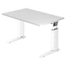 Bureau réglable en hauteur UNDA 12 W en blanc avec plateau rectangulaire de hjh OFFICE PRO