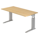 Bureau réglable en hauteur UNDA 16 S en érable avec structure argentée de hjh OFFICE PRO