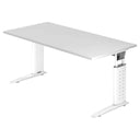Bureau réglable en hauteur UNDA 16 W en blanc avec plateau rectangulaire de hjh OFFICE PRO