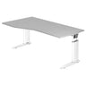 Bureau réglable en hauteur UNDA 18 W en gris et blanc avec plateau incurvé de hjh OFFICE PRO