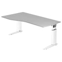 Bureau réglable en hauteur UNDA 18 W en gris et blanc avec plateau incurvé de hjh OFFICE PRO