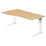 Bureau réglable en hauteur UNDA 18 W en érable et blanc avec plateau incurvé de hjh OFFICE PRO