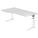Bureau réglable en hauteur UNDA 18 W en blanc avec plateau courbé de hjh OFFICE PRO