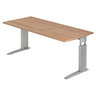 Bureau réglable en hauteur UNDA 19 S aspect noyer avec pieds argentés de hjh OFFICE PRO