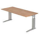 Bureau réglable en hauteur UNDA 19 S aspect noyer avec pieds argentés de hjh OFFICE PRO