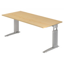 Bureau réglable en hauteur UNDA 19 S aspect érable avec pieds d'armature argentés de hjh OFFICE PRO