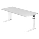 Bureau réglable en hauteur UNDA 19 W en blanc avec plateau rectangulaire de hjh OFFICE PRO