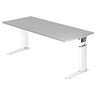 Bureau réglable en hauteur UNDA 19 W avec plateau gris et piètement blanc de hjh OFFICE PRO
