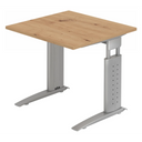 Bureau réglable en hauteur UNDA 8 S avec plateau en chêne rustique et piètement argenté de hjh OFFICE PRO