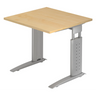 Bureau réglable en hauteur UNDA 8 S en érable et argent avec plateau carré de hjh OFFICE PRO