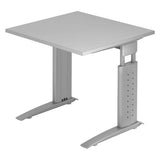 Bureau réglable en hauteur UNDA 8 S en gris et argent avec plateau carré de hjh OFFICE PRO