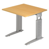 Bureau réglable en hauteur UNDA 8 S avec plateau couleur hêtre et structure argentée de hjh OFFICE PRO