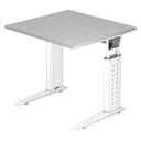 Bureau réglable en hauteur UNDA 8 W avec plateau gris et structure blanche de hjh OFFICE PRO