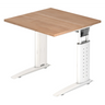 Bureau réglable en hauteur UNDA 8 W avec structure blanche et plateau effet noyer de hjh OFFICE PRO