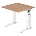 Bureau réglable en hauteur UNDA 8 W avec structure blanche et plateau effet noyer de hjh OFFICE PRO