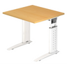 Bureau réglable en hauteur UNDA 8 W en hêtre et blanc avec plateau carré de hjh OFFICE PRO