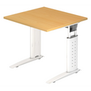 Bureau réglable en hauteur UNDA 8 W en hêtre et blanc avec plateau carré de hjh OFFICE PRO
