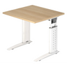 Bureau réglable en hauteur UNDA 8 W en chêne et blanc avec plateau carré de hjh OFFICE PRO