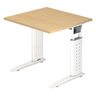 Bureau réglable en hauteur UNDA 8 W avec plateau en bois d'érable et structure blanche de hjh OFFICE PRO