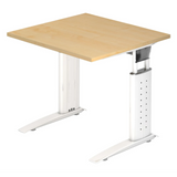 Bureau réglable en hauteur UNDA 8 W avec plateau en bois d'érable et structure blanche de hjh OFFICE PRO