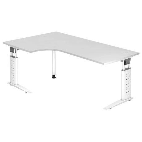 Bureau en L réglable en hauteur UNDA 82 W en blanc avec plateau incurvé de hjh OFFICE PRO