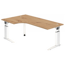 Bureau réglable en hauteur UNDA 82 W en chêne noueux avec structure argentée de hjh OFFICE PRO
