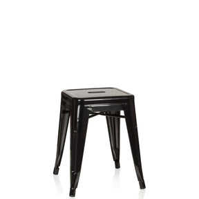 Tabouret de bistrot VANTAGGIO noir en métal brillant avec une assise carrée de hjh OFFICE