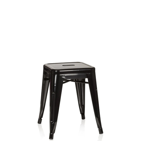 Tabouret de bistrot VANTAGGIO noir en métal brillant avec une assise carrée de hjh OFFICE