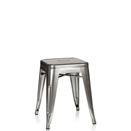Tabouret de bistrot VANTAGGIO en métal couleur platine avec assise carrée de hjh OFFICE