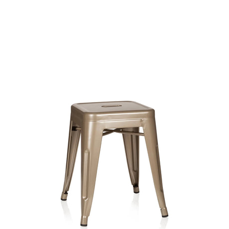 Tabouret de bistrot VANTAGGIO couleur champagne en métal avec une assise carrée de hjh OFFICE