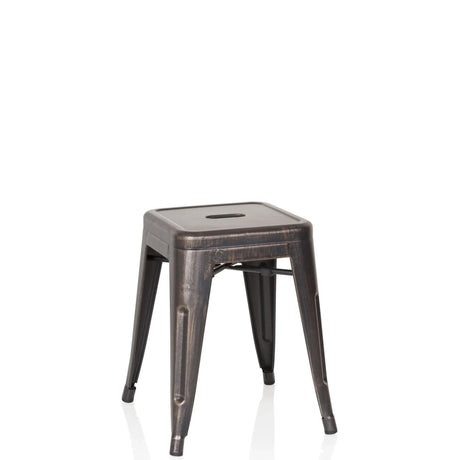 Tabouret de bistrot VANTAGGIO noir et doré en métal avec une assise carrée de hjh OFFICE