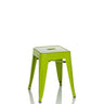 Tabouret de bistrot vert VANTAGGIO avec une assise carrée et quatre pieds de hjh OFFICE