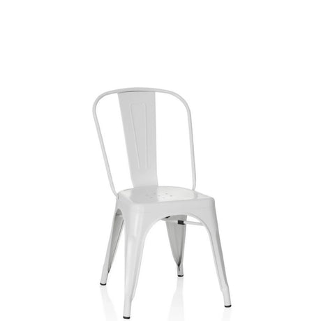 Chaise de bistrot VANTAGGIO BRUSH en métal blanc avec dossier arrondi de hjh OFFICE
