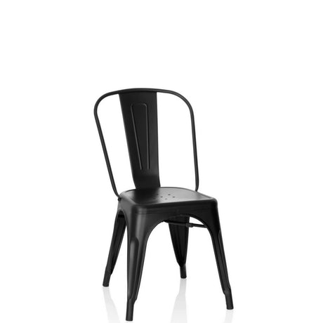 Chaise de bistrot VANTAGGIO BRUSH en métal noir avec dossier haut de hjh OFFICE