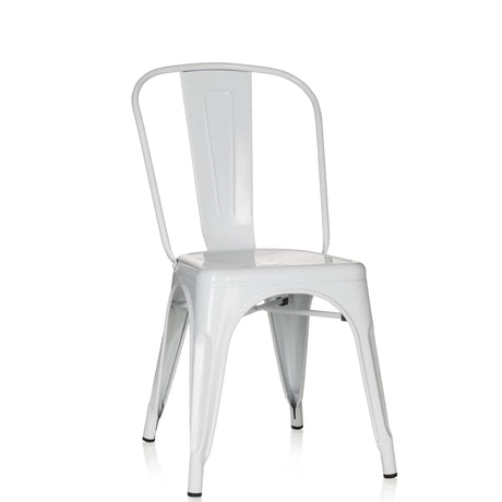 Chaise de bistrot VANTAGGIO COMFORT blanche en métal avec des bords de dossier arrondis de hjh OFFICE