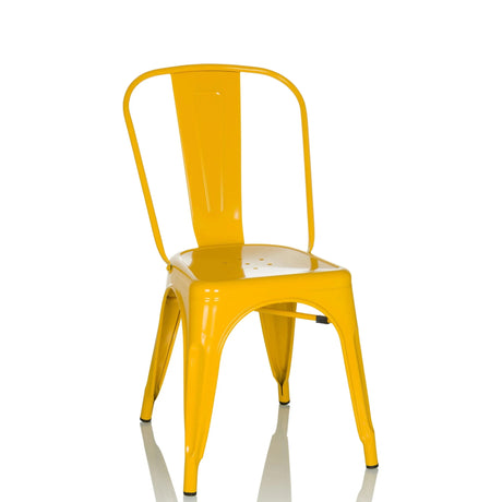Chaise de bistrot VANTAGGIO COMFORT jaune en métal avec un dossier incurvé de hjh OFFICE